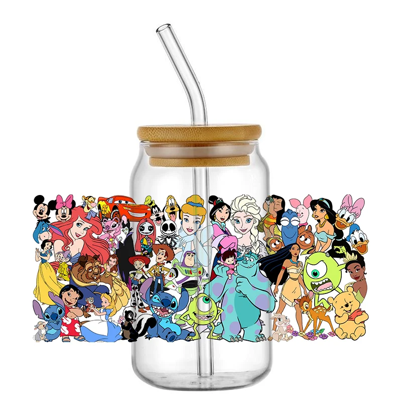 Mixed Cartoon Sticker UV DTF Cup Wraps for 16oz Libbey Glasses Wraps Cup Can DIY Waterproof Easy To Use Custom Decals