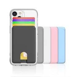 Soft Silicone Card Holder Pocket For Mobile Phone Universal Slim Self Adhesive Big Capacity Storage Cash Pouch Wallet Bag