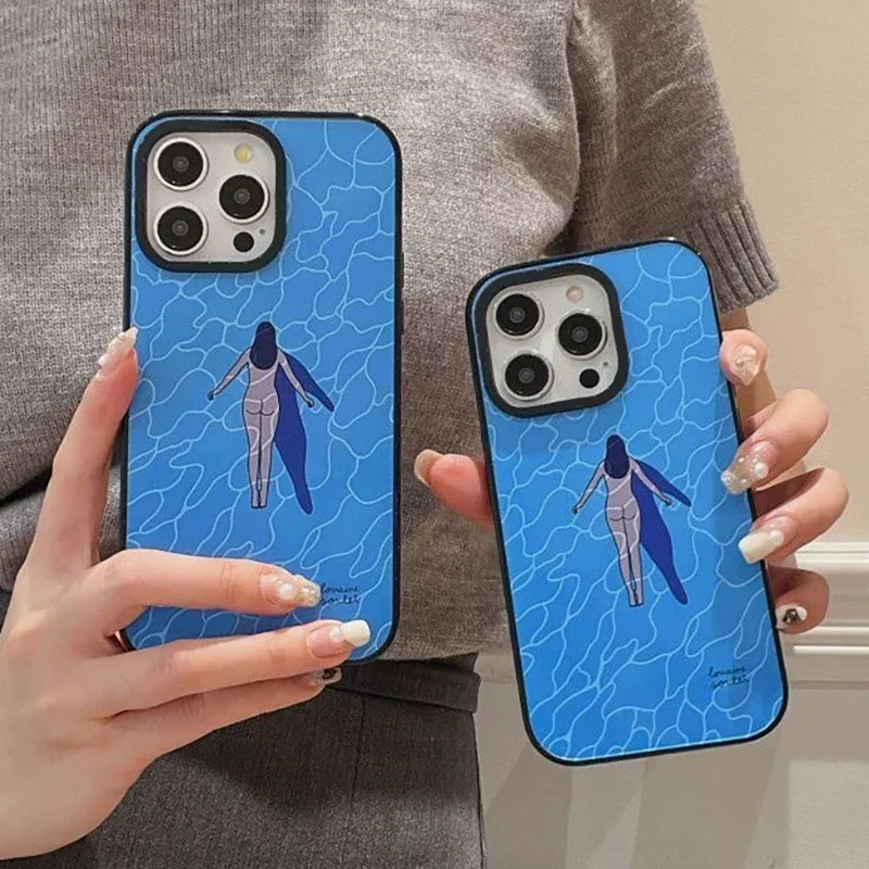 Swimming Girl 2.0 Acrylic Phone Case Cover for IPhone 11 12 13 14 15 Pro Max Case