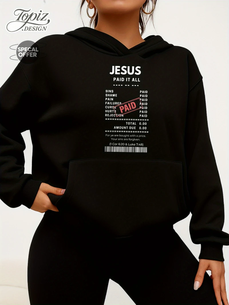 

2025 Autumn and Winter Women's Christian Hoodie God King Heavyweight High-end Luxury Is for Both Men and Women Top Y2k