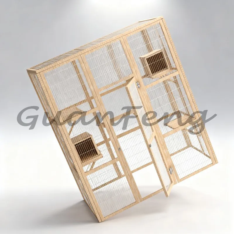Solid Wood Large Multi‑Cat Breeding Villa Waterproof Warm Pet Cage for Indoor Outdoor Household Use