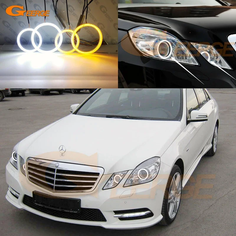 For Mercedes Benz E Class W212 C207 A207 Excellent Ultra Bright A/W Switchback DRL Turn Signal LED Angel Eyes Kit Halo Rings