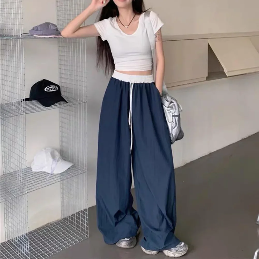 Casual Outing Harajuku Oversize Casual Trousers 100-116cm Brand New Contrasting Colors Regular Length Slight Elastic