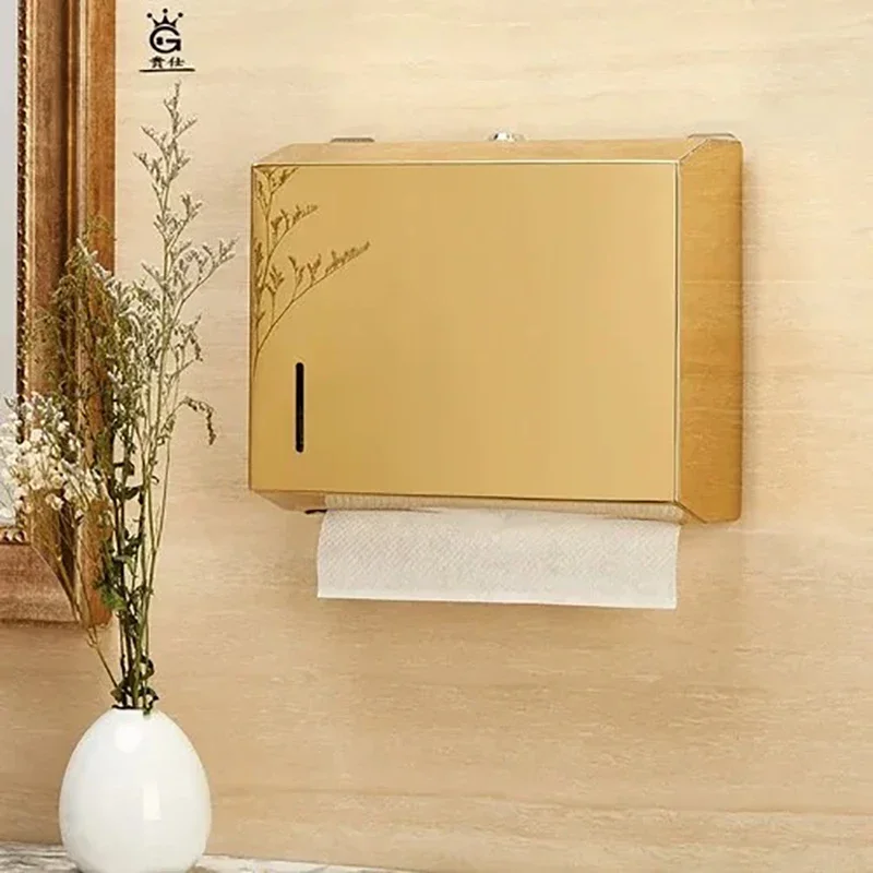 metal-tissue-holder-gold-paper-towel-dispenser-toilet-paper-holder-box-bathroom-stainless-steel-wall-mounted-without-punching