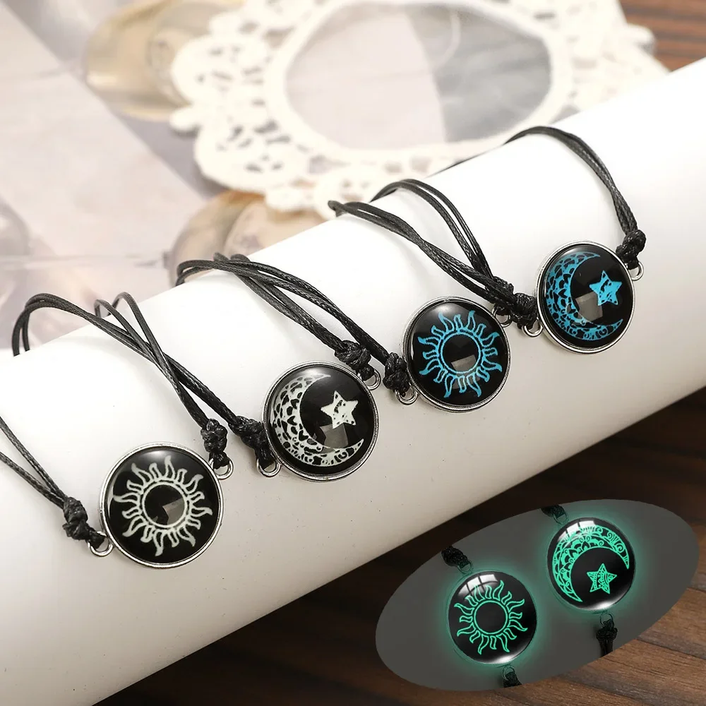 Trendy New Luminous Sun and Moon Matching bracciale per donna uomo Vintage Charm Friends Paried Wristband Jewelry Gifts pulseras