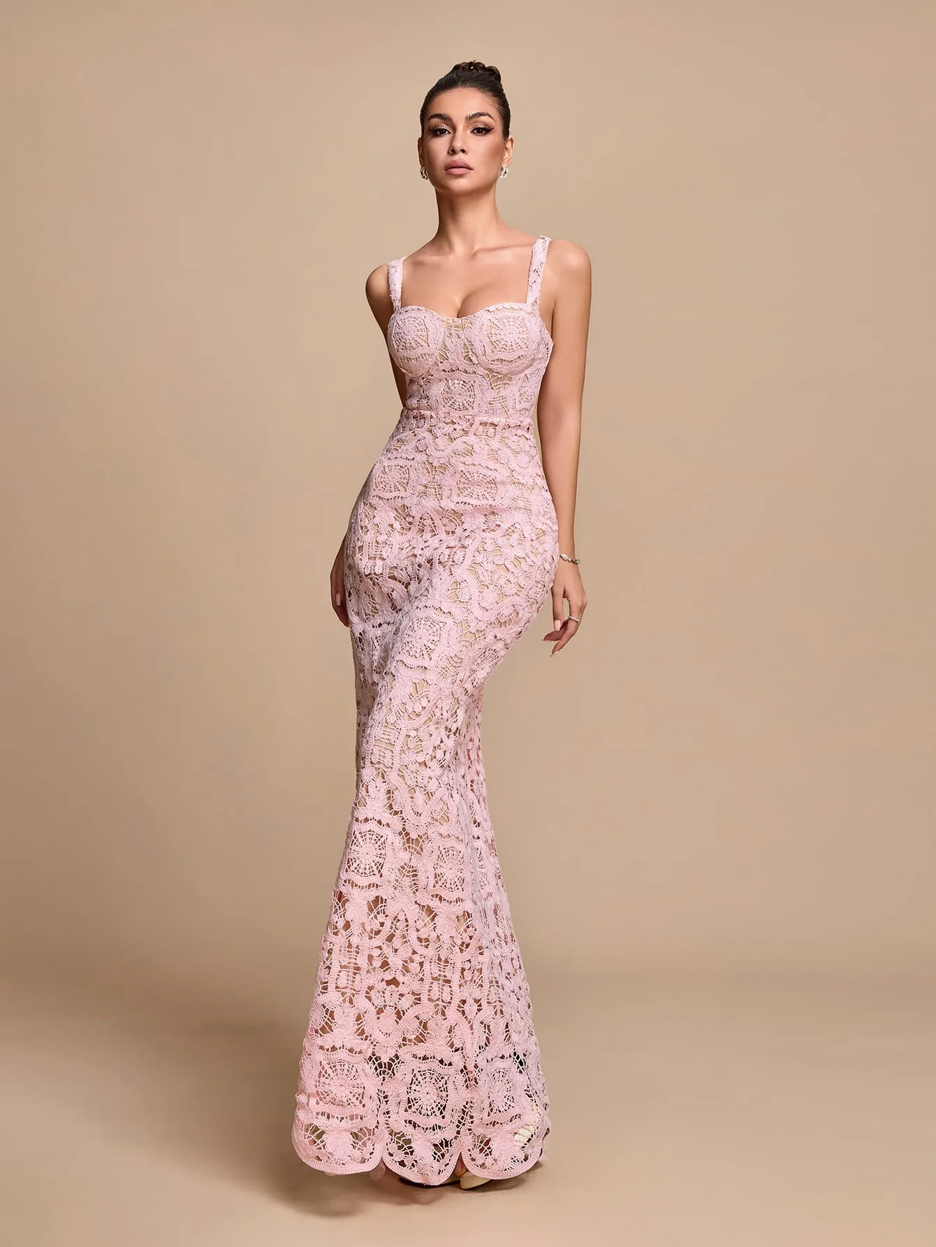 2026 Lace Mermaid Evening Dress, Strapless Long Evening Gown, Socialite Party and Ball Dress - Image 5