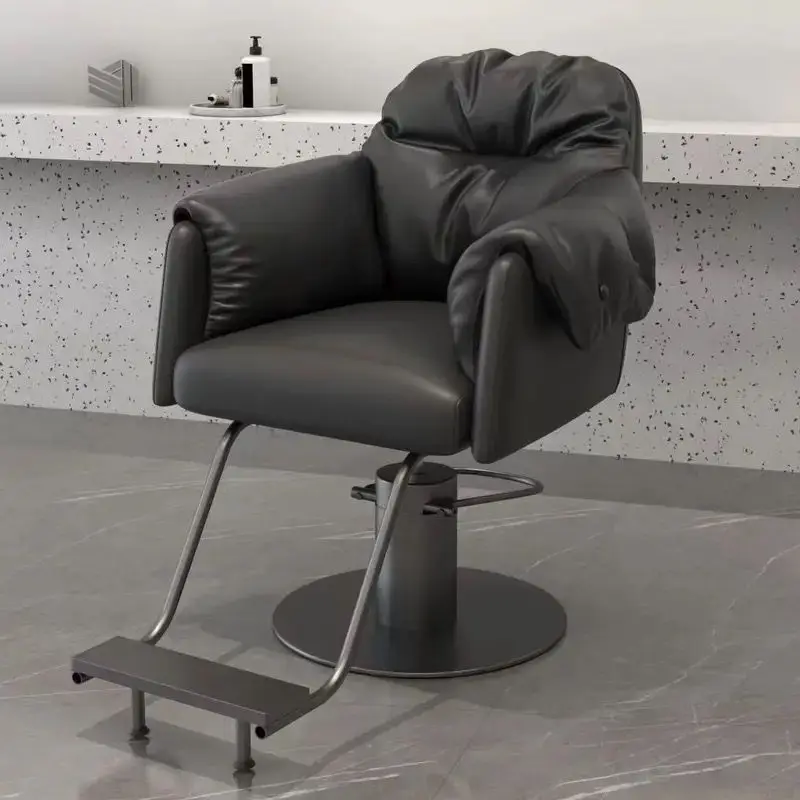 Sillón de peluquería elevable y giratorio, sencillo, para permanente y tinte, estilo de lujo ligero para barbería de celebridades de internet, para corte de cabello