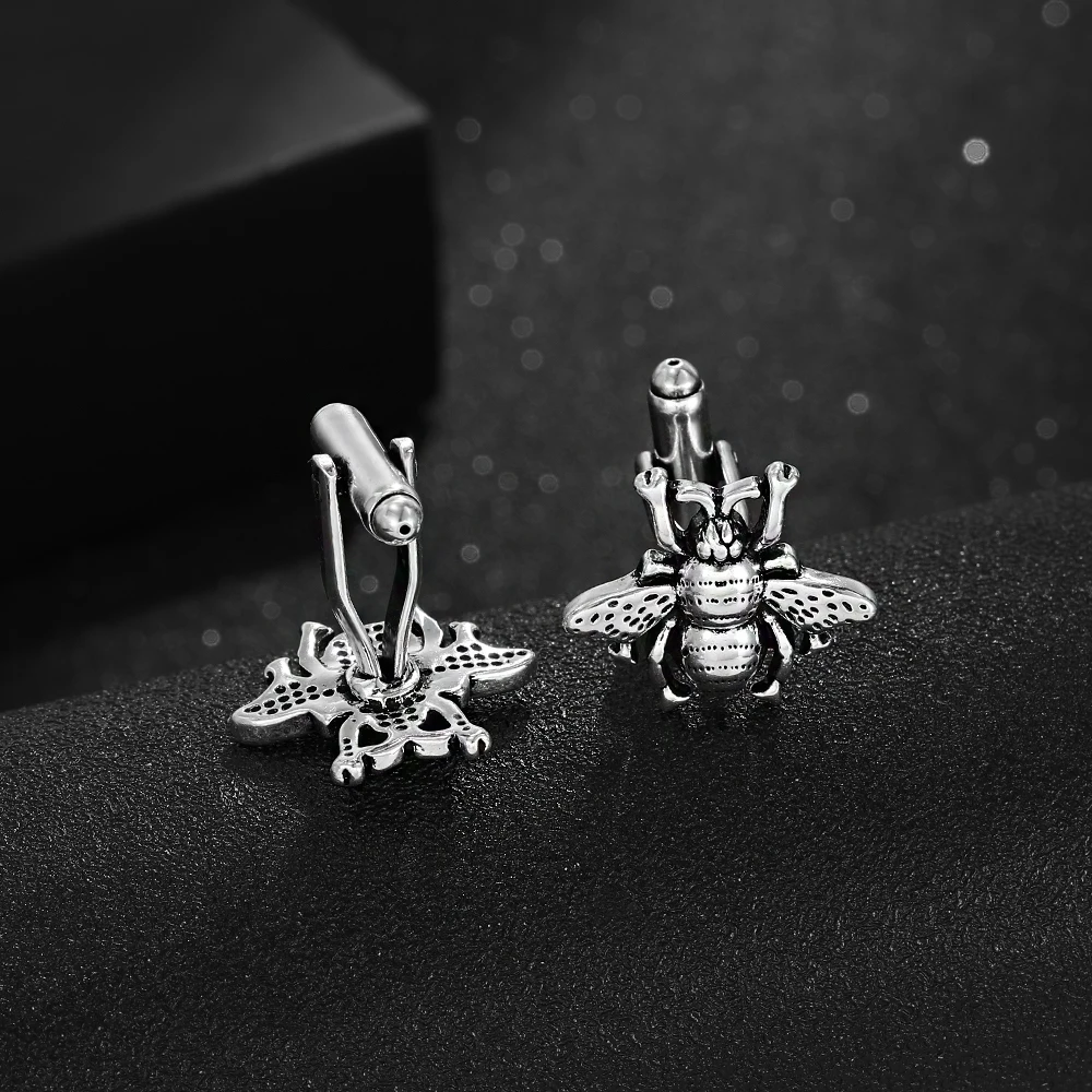 Stolz auf Bienen kollektion Manschetten knöpfe alten Silber goldfarben Insekten gemelos für Mann Jungen Hemd Anzug Schmuck Zubehör – Detail 7