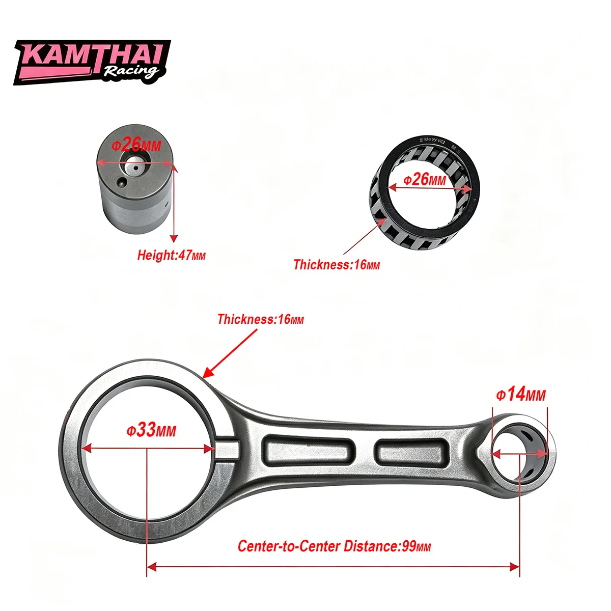 KAMTHAI CNC Machined Connecting Rod Kit For Yamaha Y16ZR YZF‑R15 V3 MX King 150 Motorcycle Modified BK6 Crankshaft Conrod Kit