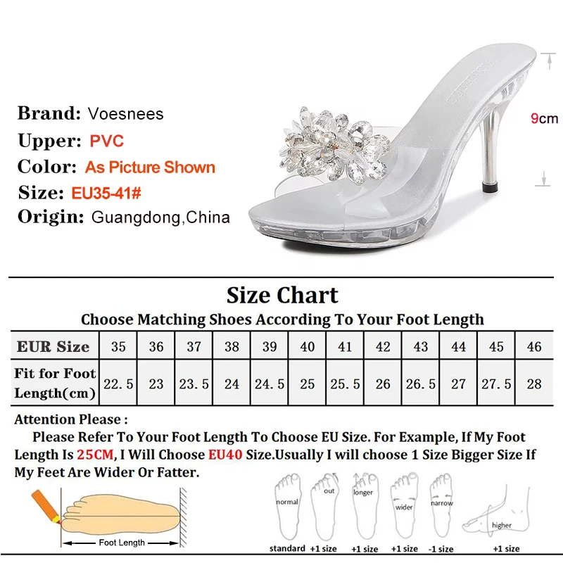 Shuzumiao New Crystal Slippers Shoes Women Fine High Heels Transparent Sandals Female Slippers Sexy  Outside Beaded Beach Shos