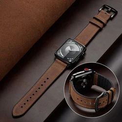 Strap for Apple watch band 44mm 42mm 45mm 49mm 41mm 40mm 46mm Leather+Silicone correa bracelet iWatch Serie 10 9 ultra 8 7 6 SE