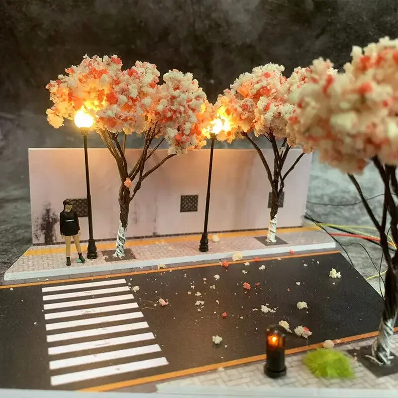 1:64 Scale Diorama Car Garage Model LED Lighting City Street View Car Parking Lot Scene Model Toy Gift