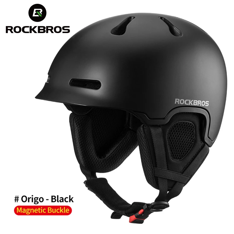 ROCKBROS-casco de esquí moldeado integralmente para hombre y mujer, protector térmico ultraligero para Snowboard y monopatín