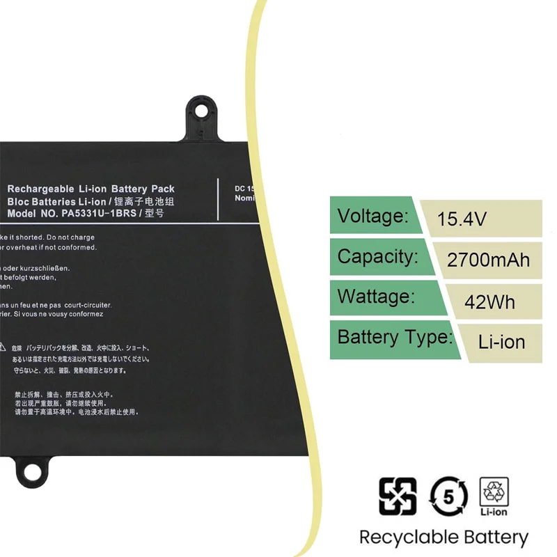 PA5331U-1BRS 15.4V 42Wh Laptop Battery Replacement for Toshiba Dynabook Portege A30-E X30L-G R30-A R30-A-134 R30-E-10K R30-E-10X