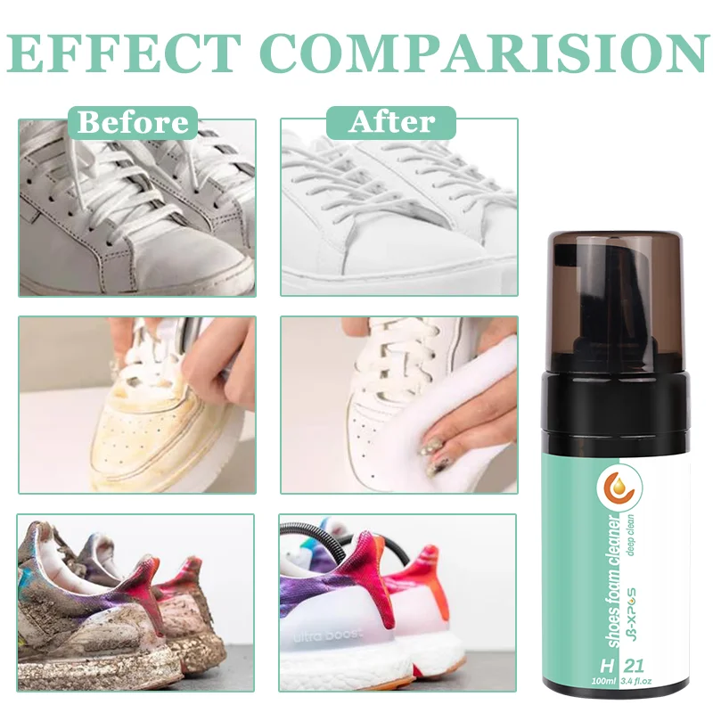 Shoes Foam Cleaner Fast Shoes Stain Polish and Care Portable White Shoe Dirt Remover For Leather Fabric Suede and Nubuck Sneaker