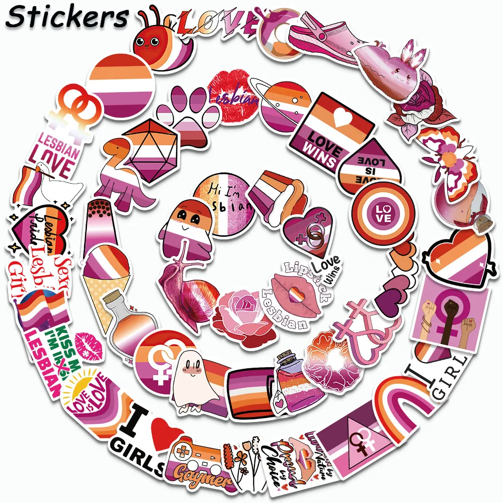 

50PCS Pink Lesbian Stickers Graffiti Waterproof Decals Personalized Laptop Refrigerator Skateboard Guitar Lily Water Cup