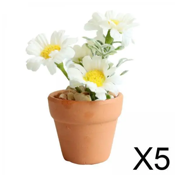 5x 1:6 escala casa de bonecas em vaso flores cena fada jardim sala micro paisagem móveis mini bonsai artificial modelo ornamentos