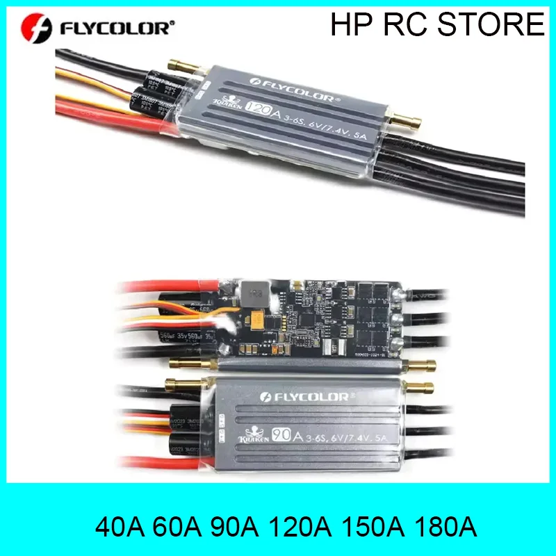 FLYCOLOR KREKEN Boat ESC 40A 60A 90A 120A 150A Waterproof 3-6S 6V/7.4V BEC 2-way 32-bit Brushless Speed Controller for RC Racing