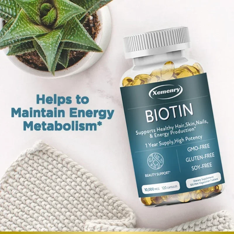 Premium Biotin Capsules, Vitamin B7 Support Supplement for Beautiful Hair, Nails and More - Gluten Free and Non-GMO