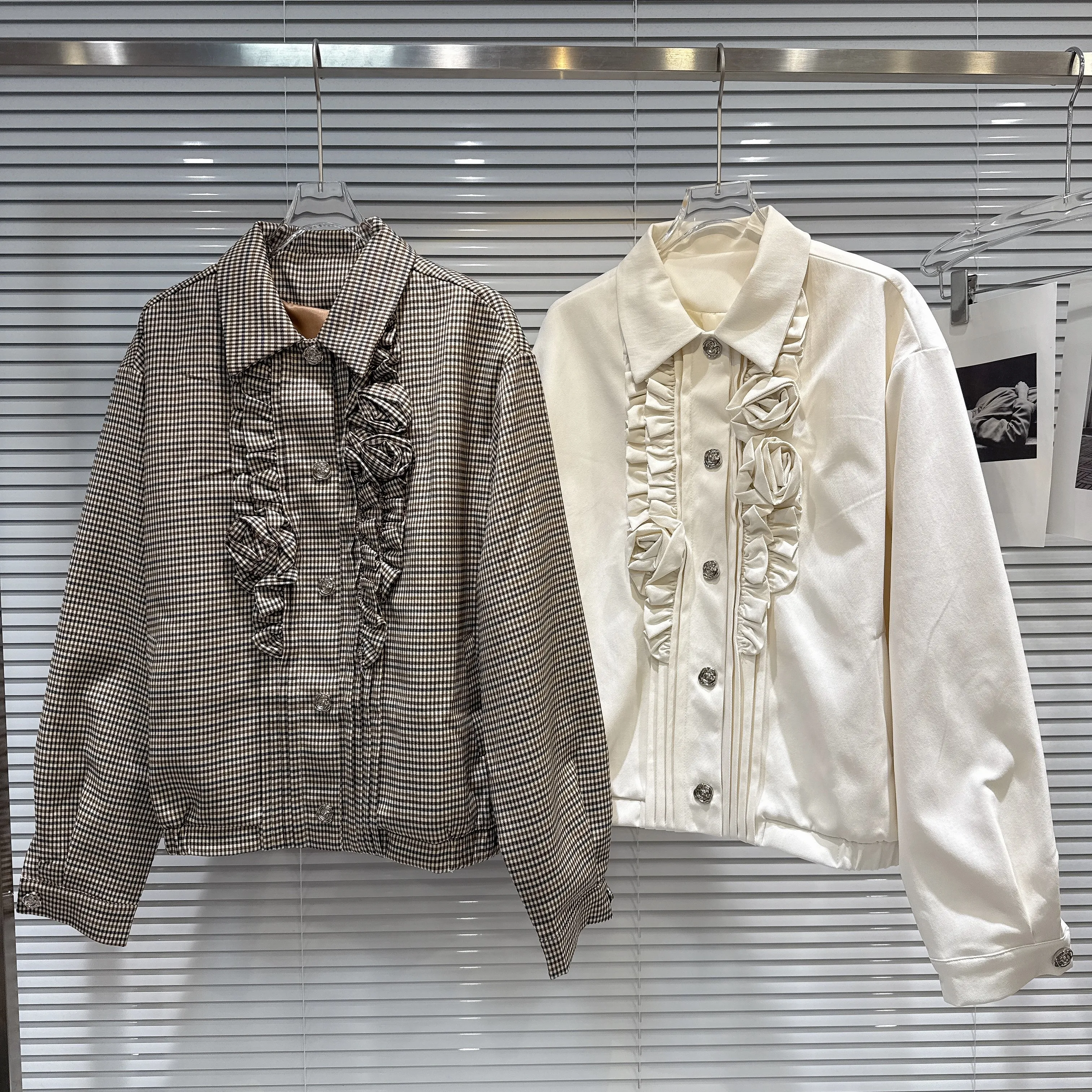 

Gagarich Fashion Coat 2025 Autumn New Retro Spicy Girl 3D Rose Blossom Design Loose Short Jackets Women