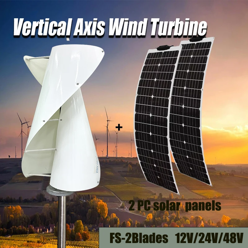 Vertical Axis Windmill 12V 24V 48V Wind Turbine Permanent Maglev Generator Free Energy With Solar Panels Inverter