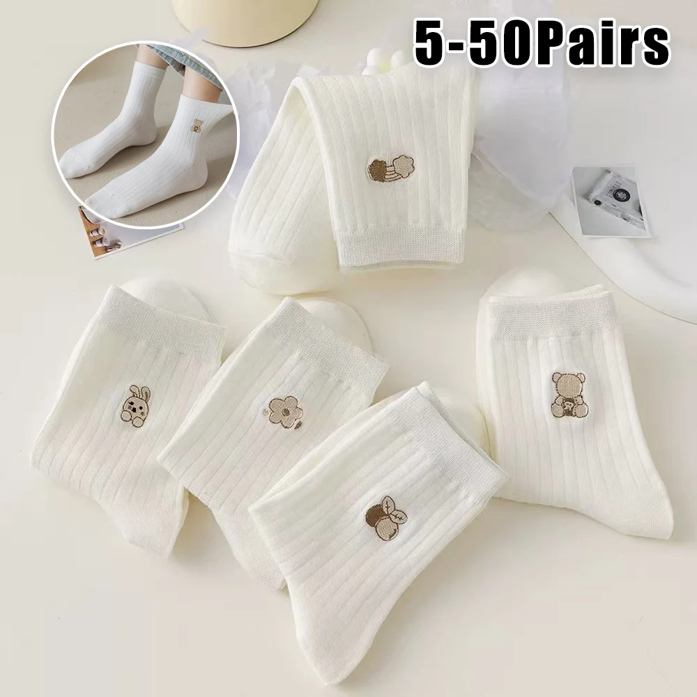 

Trendy Japanese Mid Calf Socks Unisex Solid Striped Pattern Cozy Winter Socks For Women And Men