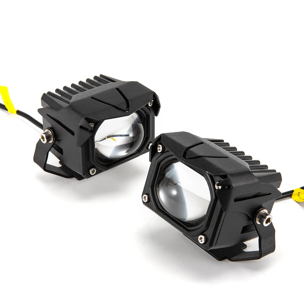 

Motorcycle LED Spotlight Bright Dual Color Headlight White Yellow Hi/Low Beam Fog Lamps Waterproof Car Mini Lens Driving Light