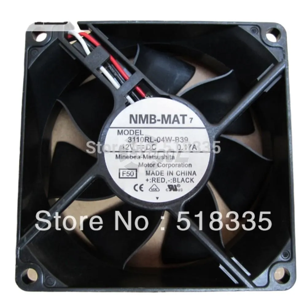 80mm Fan for NMB 3110RL-04W-B39 8025 12V 0.17A Dual Ball Cooling Fan, 2300RPM, 48.9CFM Server Inverter Application
