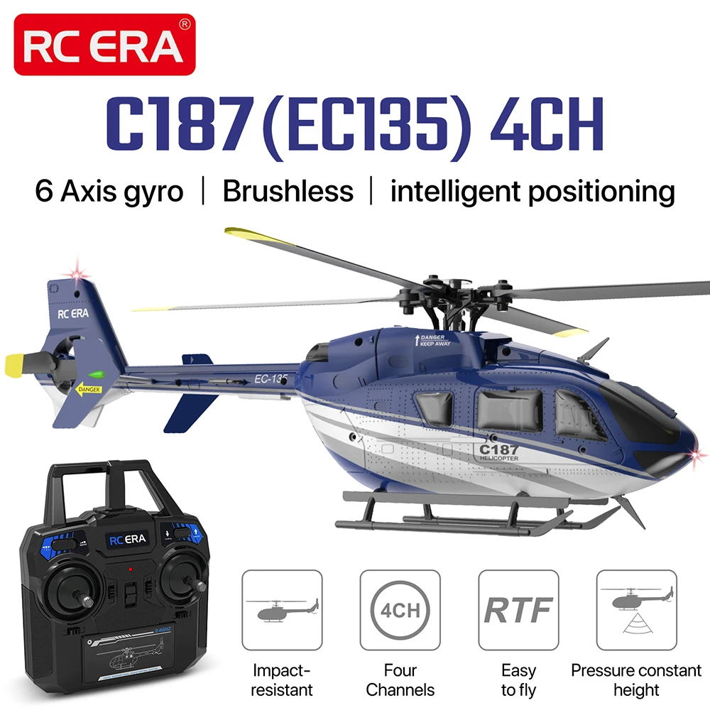 

RC ERA C187 Helicopter 4CH 1/48 Barometer Altitude Setting 15min Flight Brushless EC135 Plane