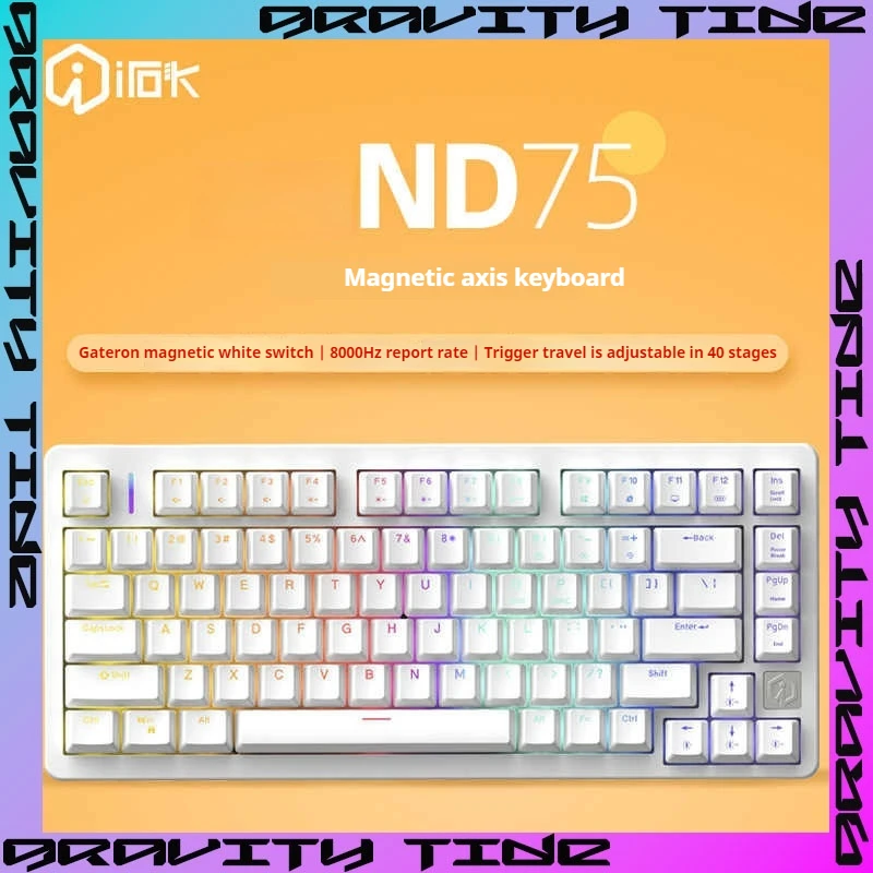 

Irok Nd75 Magnetic Shaft Keyboard 81 Keys E-Sports Gaming Keyboard Wired Single-Mode Translucent Keycaps Rt Mode Gaming Keyboard