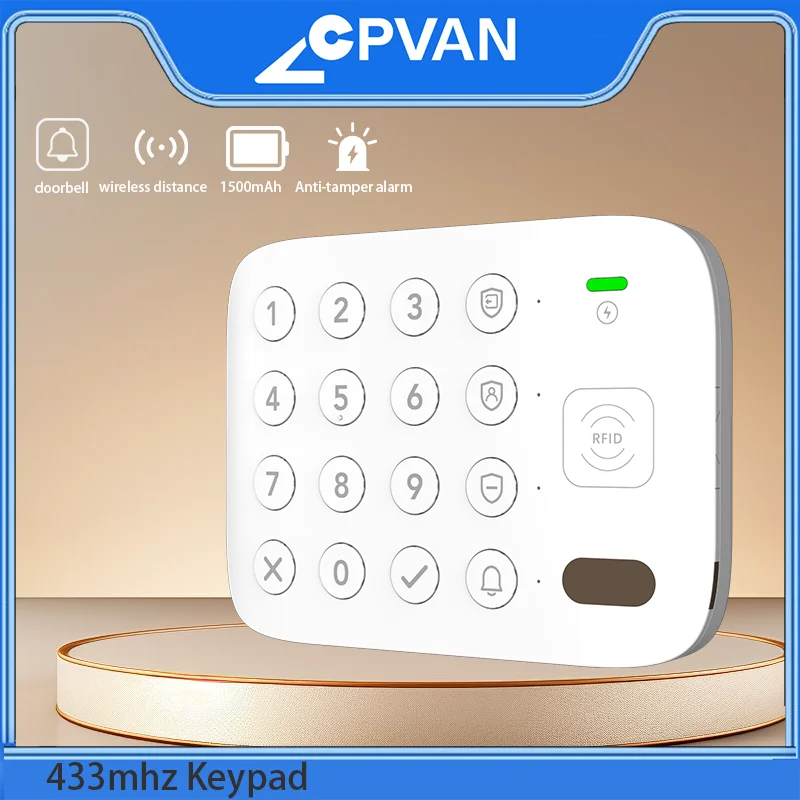 

Беспроводная клавиатура CPVAN, встроенный аккумулятор емкостью 1500 мАч, антидемонтажная сигнализация для домашней охранной сигнализации, клавиатура с RFID-меткой