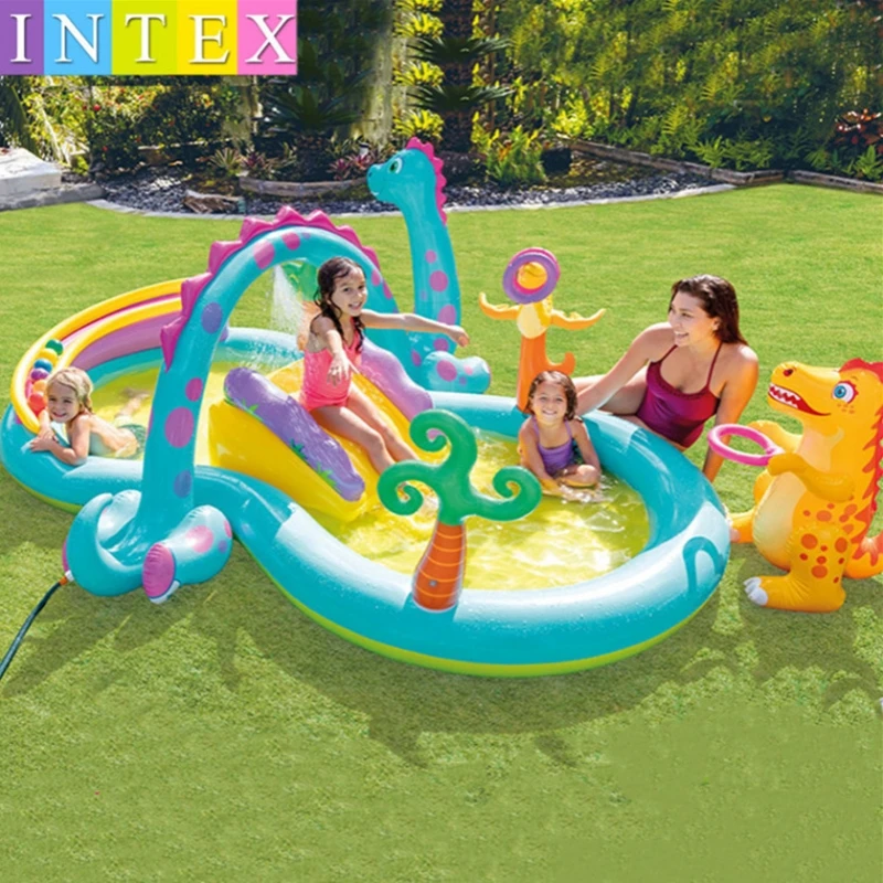 Summer children's Dinosaur eight-figure water slide entertainment inflatable pool paddling pool Children's family pool