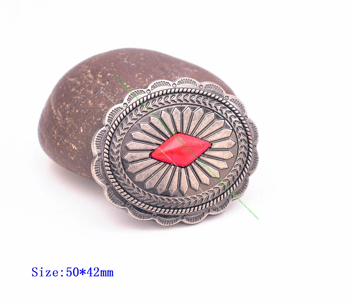 Dw2336 6pcs antikes Silber indische ethnische Sonnenblume Türkis Western Concho Gürtel Leder handwerk Handtasche oval Concho Knopf Dekor – Detail 11