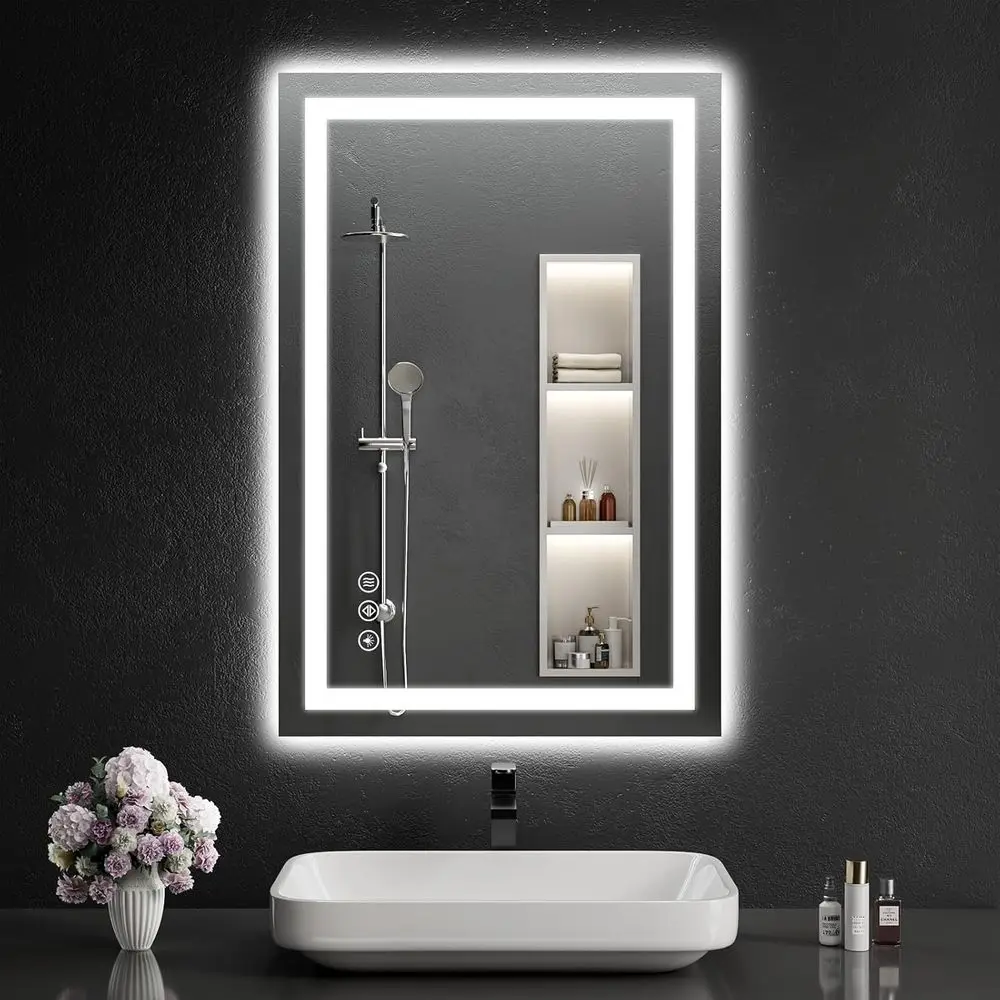 

24"x36" LED Bathroom Mirror with Lights, Dimmable, Anti-og, Lighted Bathroom Vanity Mirror or Wall, Backlit + ront Lit, Memory u