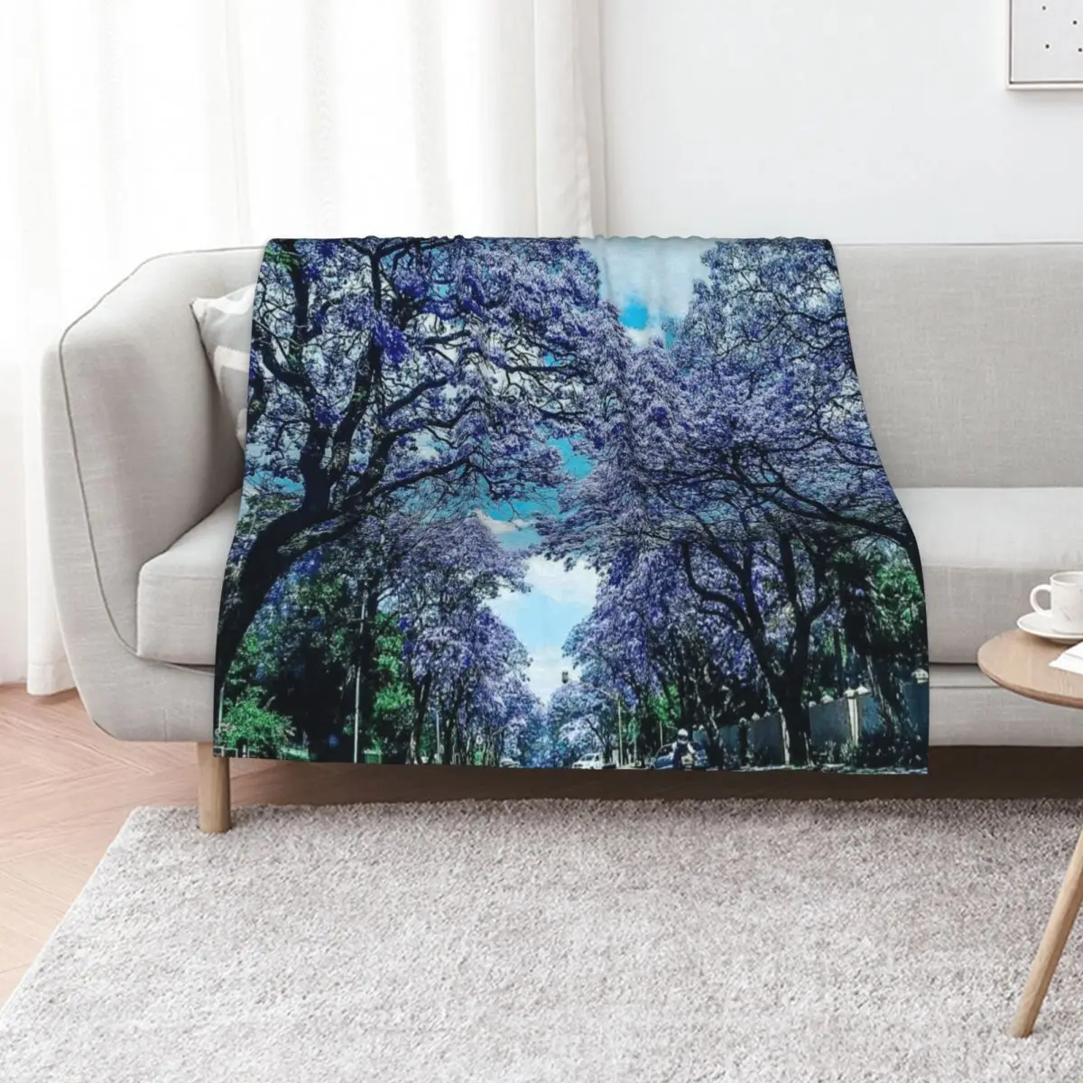 

Jacaranda trees in Pretoria Throw Blanket Hairys bed plaid Travel Soft Plaid Blankets