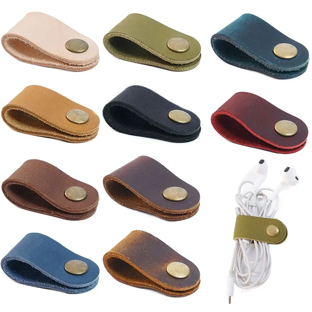 Cartoon Leather Cable Winder Mini Cord Organizer Cord Organizer Earphone Cord Winder Desktop Storage