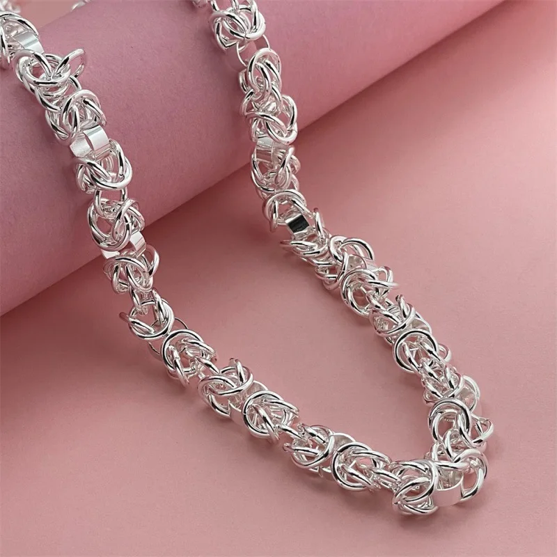 

Ожерелье из стерлингового серебра 925 пробы, 46 см, многожильное плетеное ожерелье с пирсингом, женское модное простое ювелирное изделие на день рождения, свадьбу, подарок