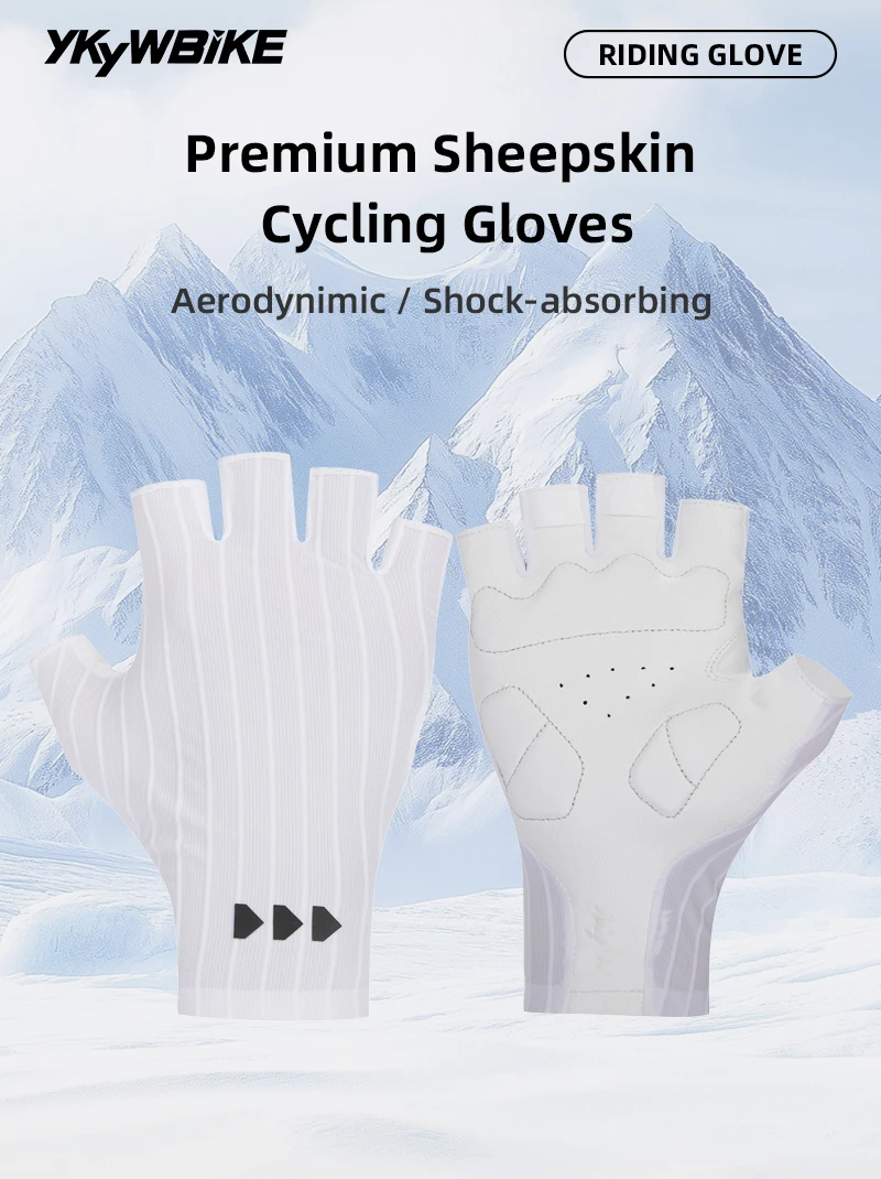 YKYWBIKE Fahrradhandschuhe Halbfinger Premium Schafsleder Aerodynamische Rennradhandschuhe Unisex Stoßdämpfende Fahrradhandschuhe – Detail 2
