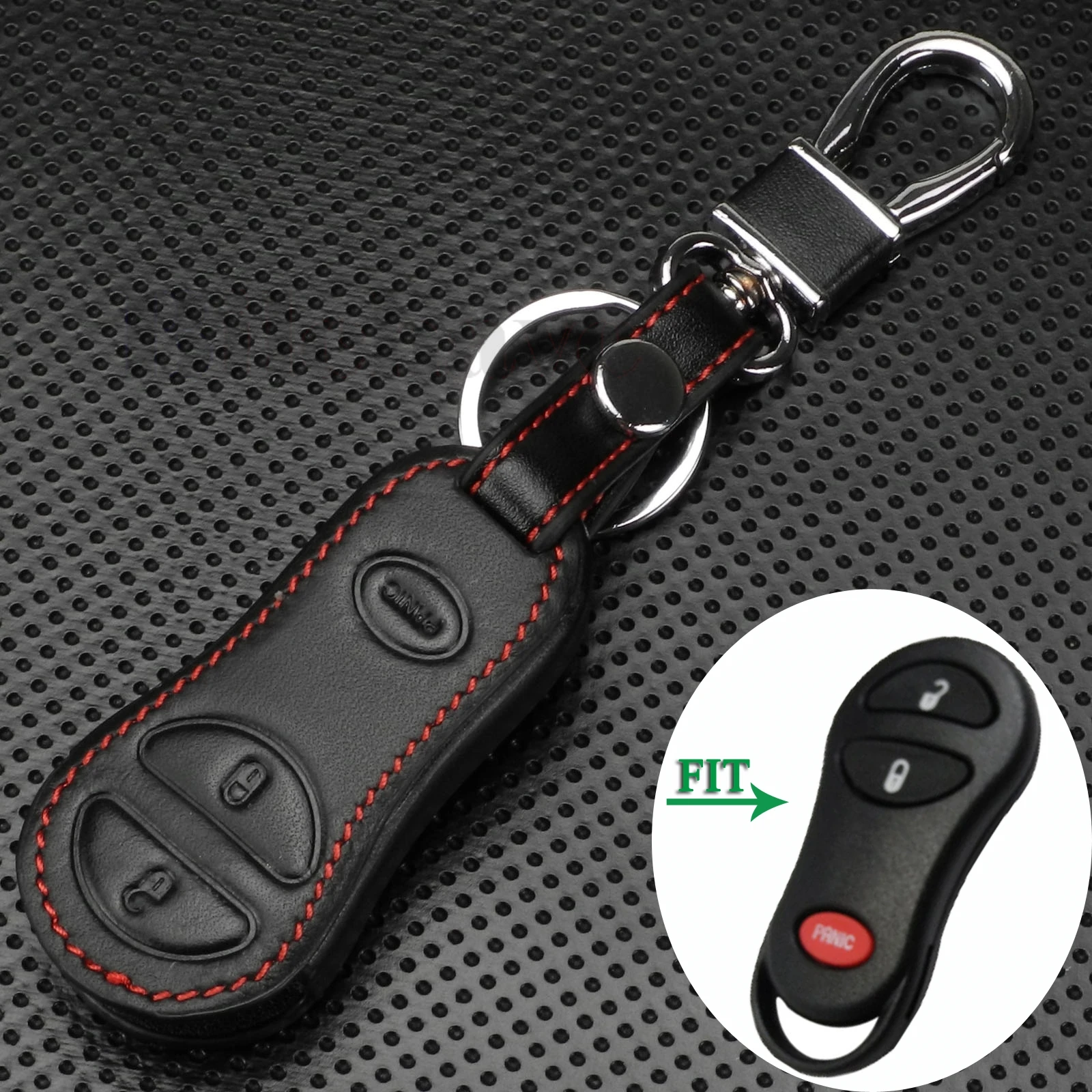 jingyuqin 10pcs/lot For Chrysler Dodge Jeep Protect FOB 3 Buttons Remote Hand-stitched leather Case Cover Keychain Holder