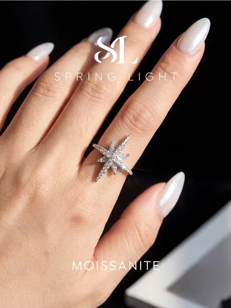 Modische Brillante Echte Zertifizierte Moissanit-Diamant-Eheringe für Frauen Täglicher Party-Look Trendiger Schmuck – Detail 4