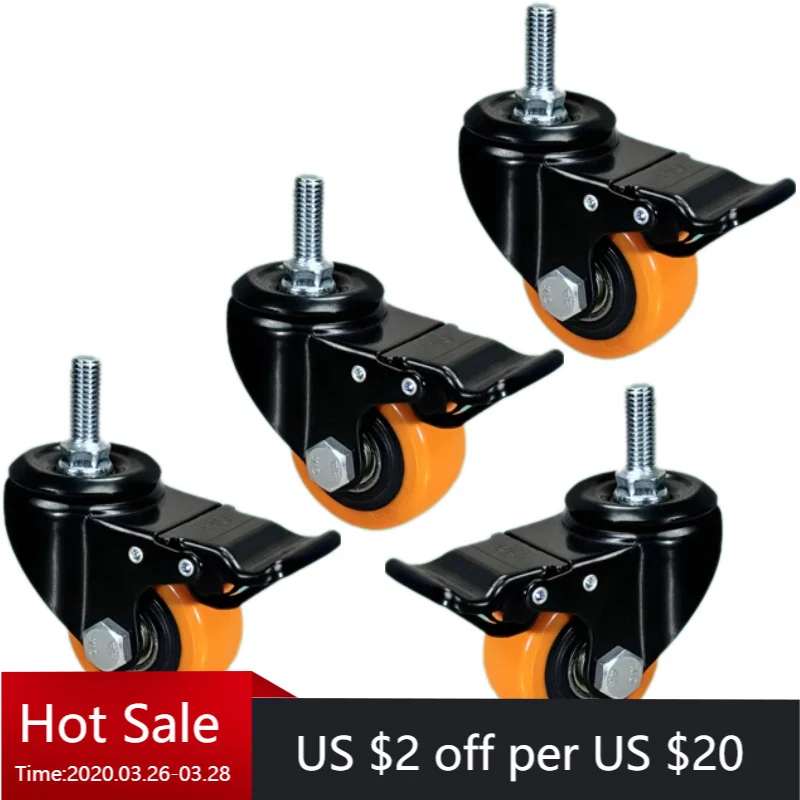 

4 Pcs 2 inch Orange Gold Diamond Universal Caster/double Bearing Universal For Multiple Scenes/high Load Universal Caster