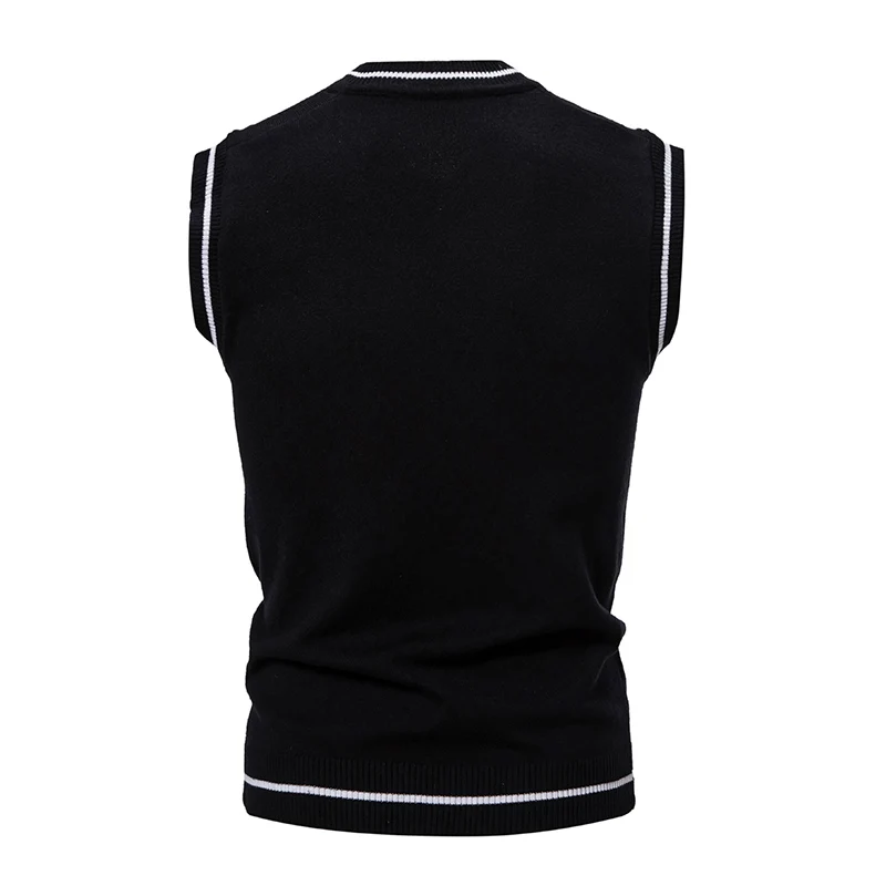 2024 Spring Autumn Men Uniform Vest Fashion V Neck Pullover Boys British Student Sleeveless Waistcoat Tank Tops Sweaters