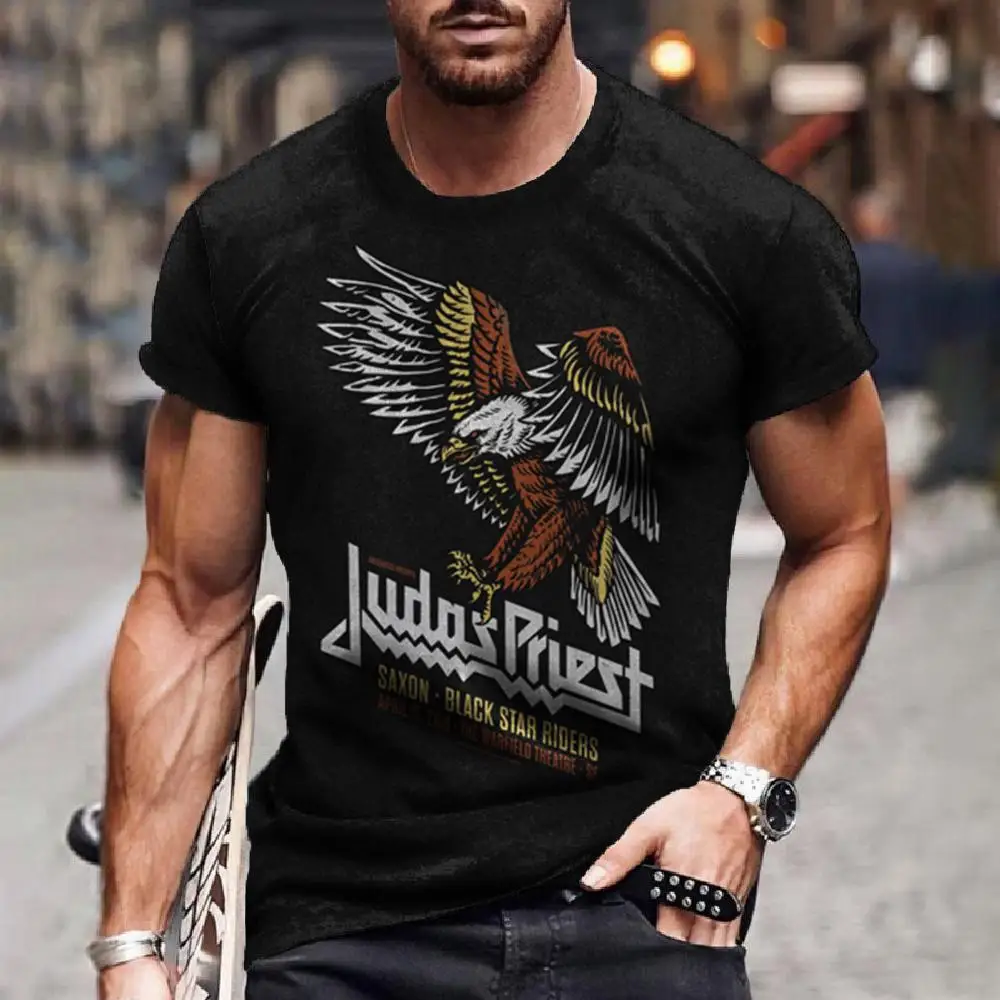 New Retro Men's T-Shirt Eagle 3d Print Short Sleeve Men Sports Shirt Summer Quick Dry Top Oversized Tees For Men Clothing 2024