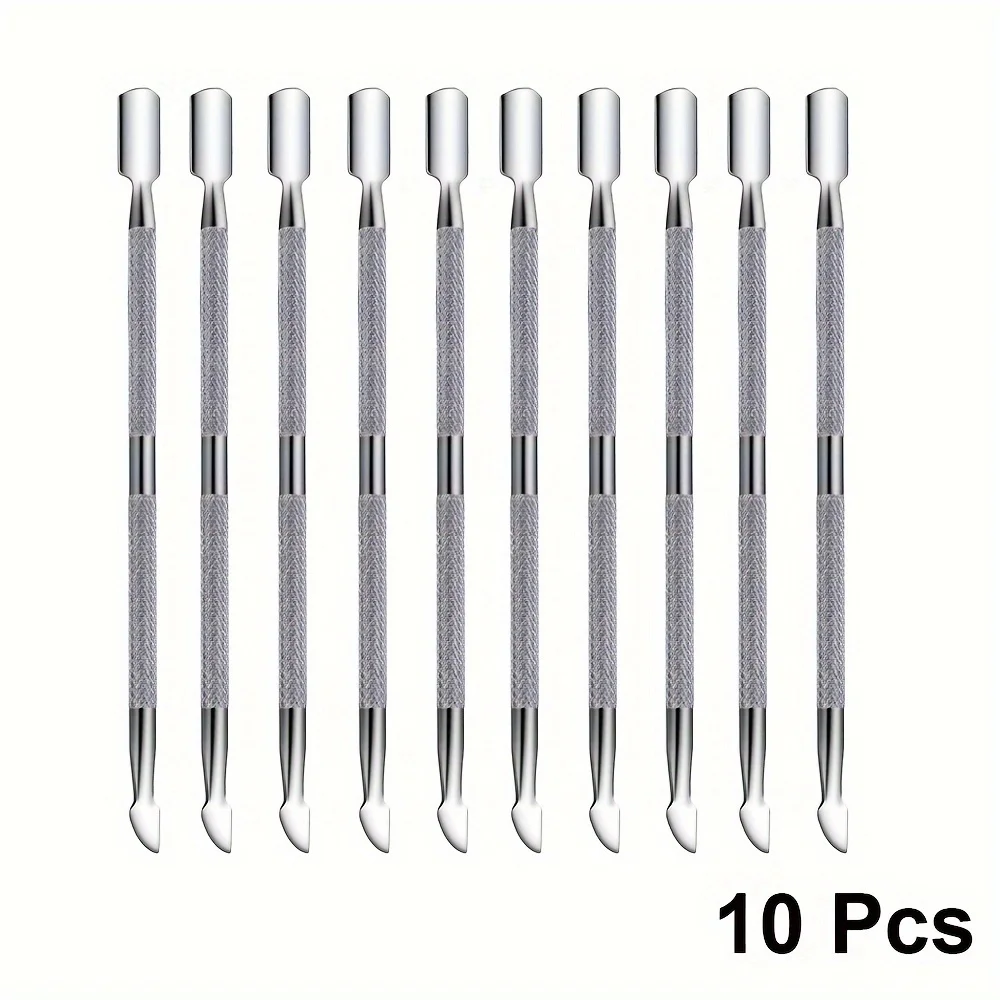 3-10 piezas de herramientas de limpieza de uñas de acero inoxidable, empujador de cutículas, kit de cuchara metálica de doble punta para remover piel muerta, manicura