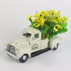 1pc Vintage White Truck Decor - Sunflower Artificial Flower Arrangement - Rustic Farmhouse Charm for Table, Car, and Home Decor