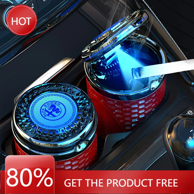 

Hub Caps Car LED Ashtray Atmosphere Light Ashtray For Alfa Romeo 4C 159 Spider Car Flame Retardant Cigarette Holder Cup Tire Val