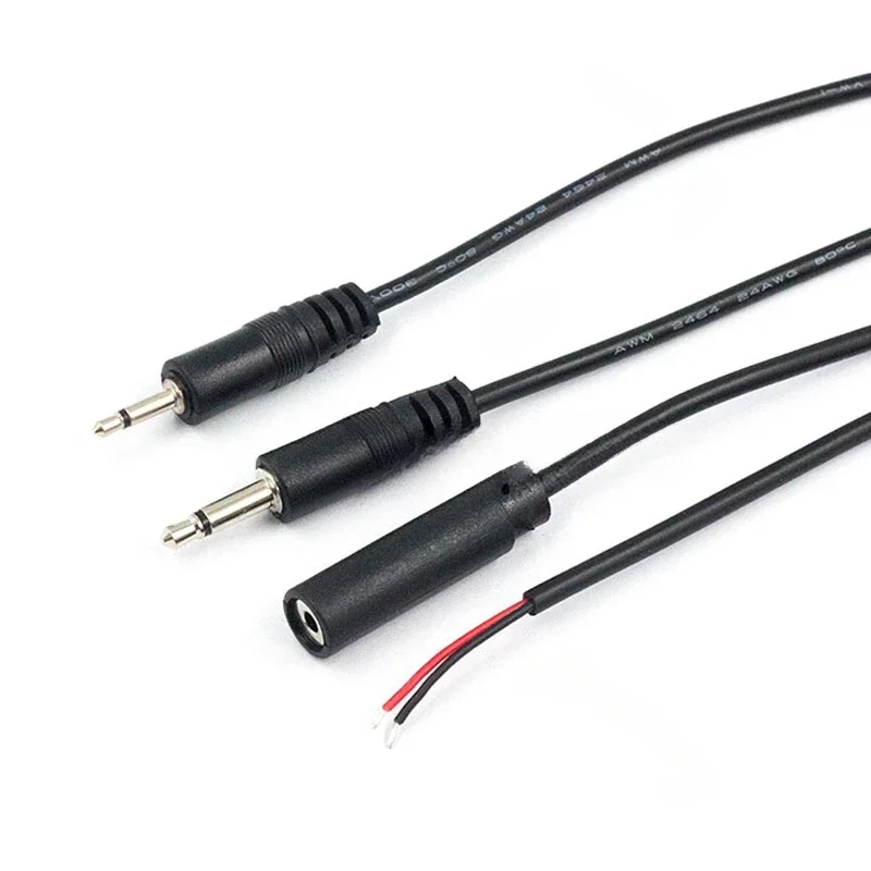 1/5/10Pcs/lot 2.5/3.5mm Male Plug/Female Jack Mono/Stereo AUX 2Pole To Bare Wire Conn DIY Audio Headphone Repair Extension Cable