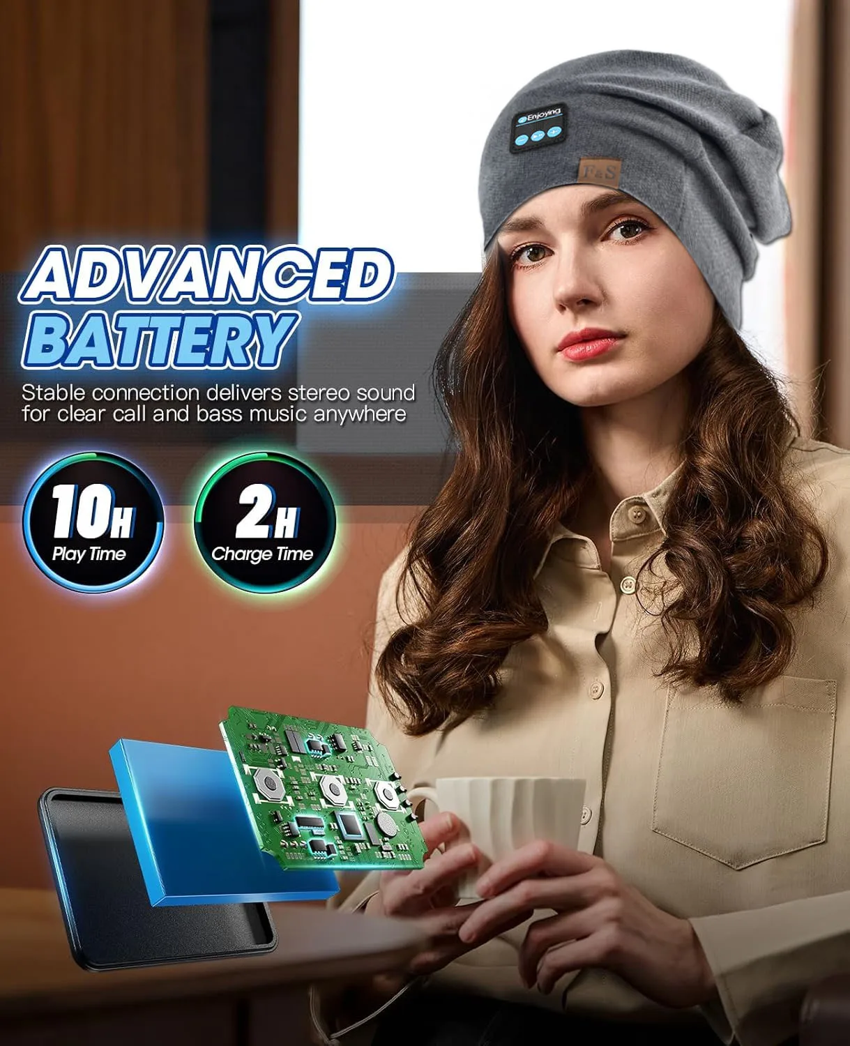 سماعة رأس بخاصية البلوتوث سماعة رأس ذكية لاسلكية للنساء قبعة صغيرة المتكلم الصيد التخييم تشغيل الموسيقى سماعة ربيع الخريف قبعة