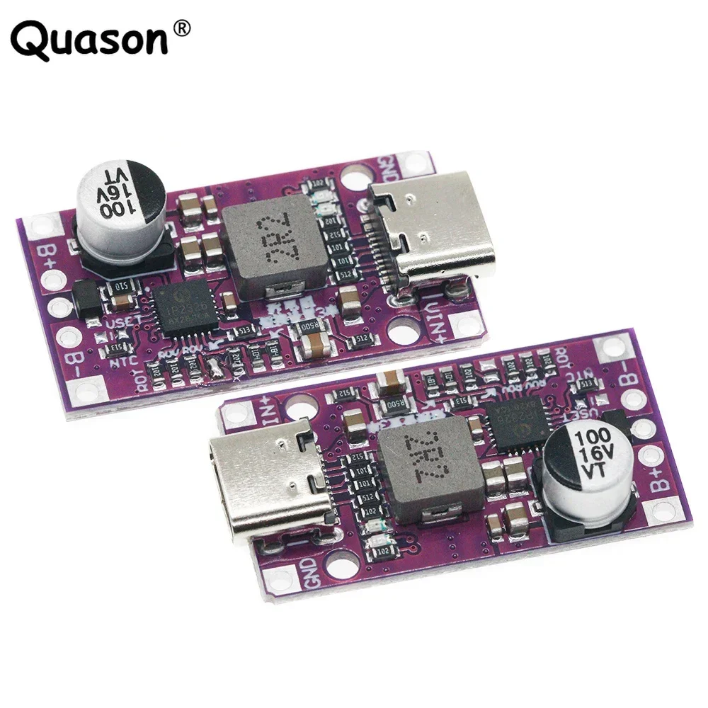 Type-C USB 2-3S BMS 15W 3.7V Lithium Battery Charging Boost Module With Balanced Support QC Fast Charge With Indicator