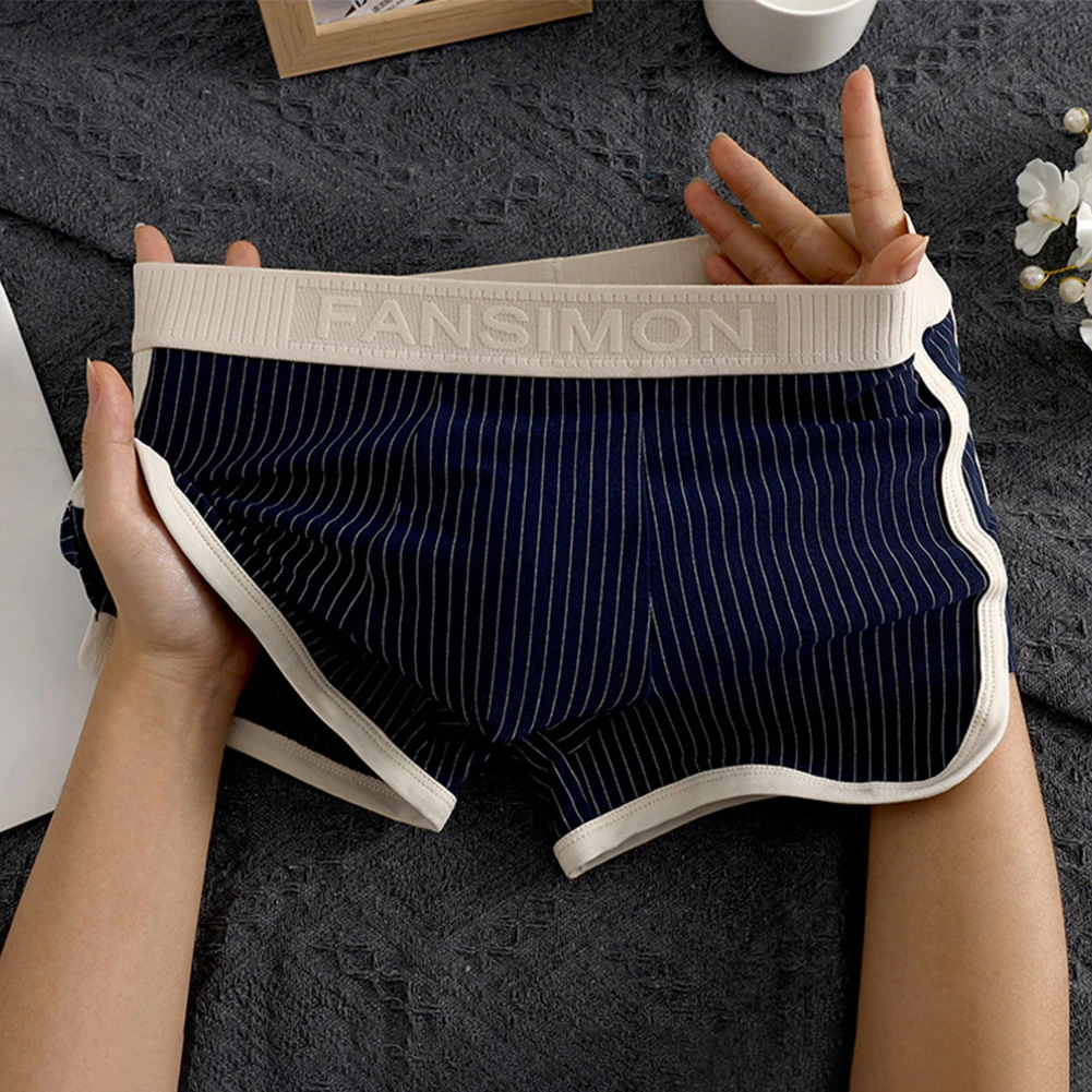 لينة الرجال \\\\\\\\\'s الملاكمين ملابس داخلية عصرية الراحة والأناقة العلامة التجارية الجديدة الملابس الداخلية تنفس مخطط الملاكمين النمط الكلاسيكي الملاكم #3